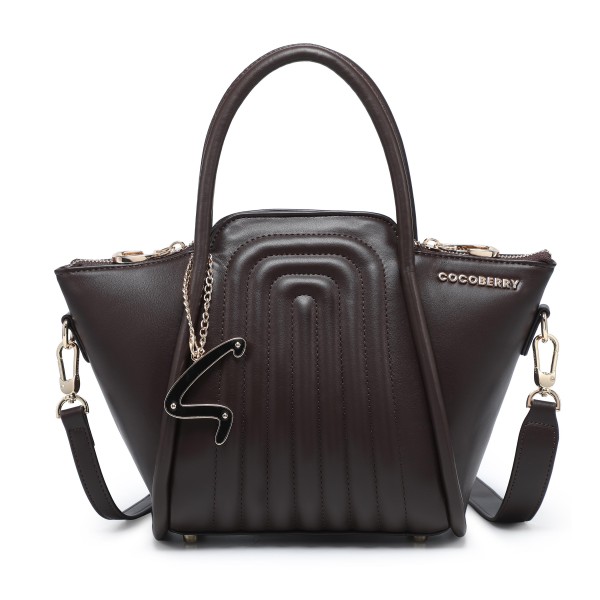 Cocoberry Trendy dark brown Designer Tote with Geometric Charm