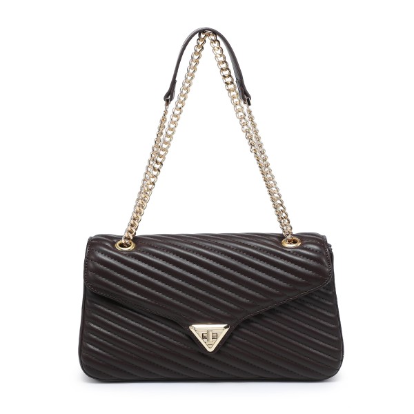Cocoberry Quilted Chain Shoulder Bag in Dark Coffee